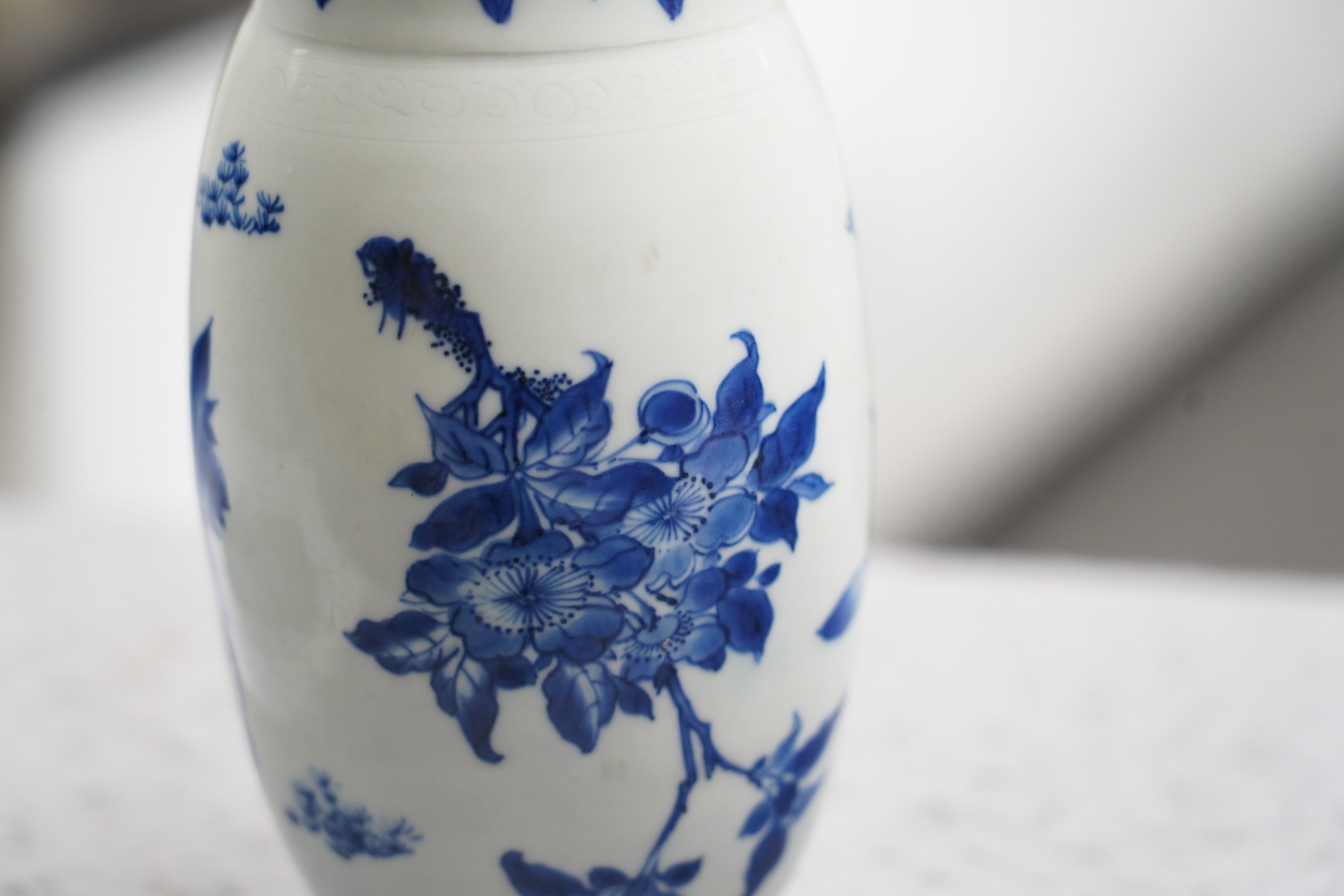 A Chinese Transitional blue and white jar, c.1640